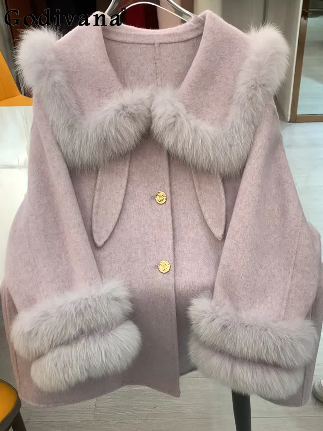 

Высококачественное двустороннее кашемировое шерстяное пальто в японском стиле для милых девушек, новинка 2025 года, теплая шерстяная куртка в студенческом стиле