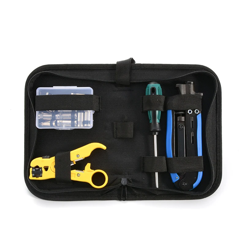 Imagem -04 - Alicates de Prensagem de Cabo Coaxial com Conectores de Compressão f Bnc Wire Stripper Crimper Tool Kit Rg6 Rg59 Rg7 Rg11 23 Pcs