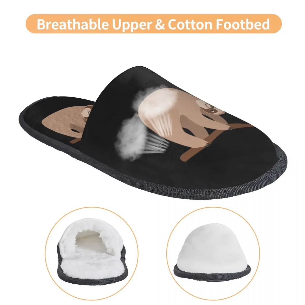 Custom Cute Baby Cartoon Sloth Design Slippers Memory Foam Warm Soft Women House Slipper Bedroom Fluffy Shoes