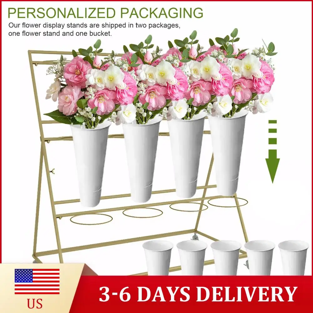 

Набор из 12 белых пластиковых конических подставок-ведер для цветов, большой емкости, для балкона и сада