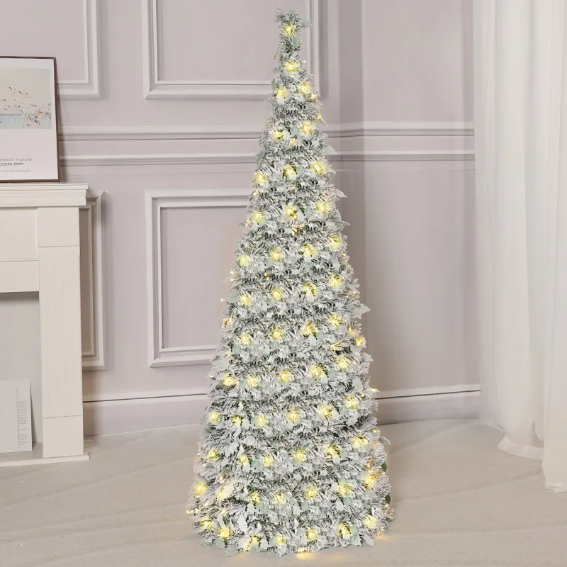 

1.2-2.1m Extendable Christmas Tree Foldable Pre-Lit LED Holiday Decor Festival Christmas Party Supplie Garden Luminous Ornaments