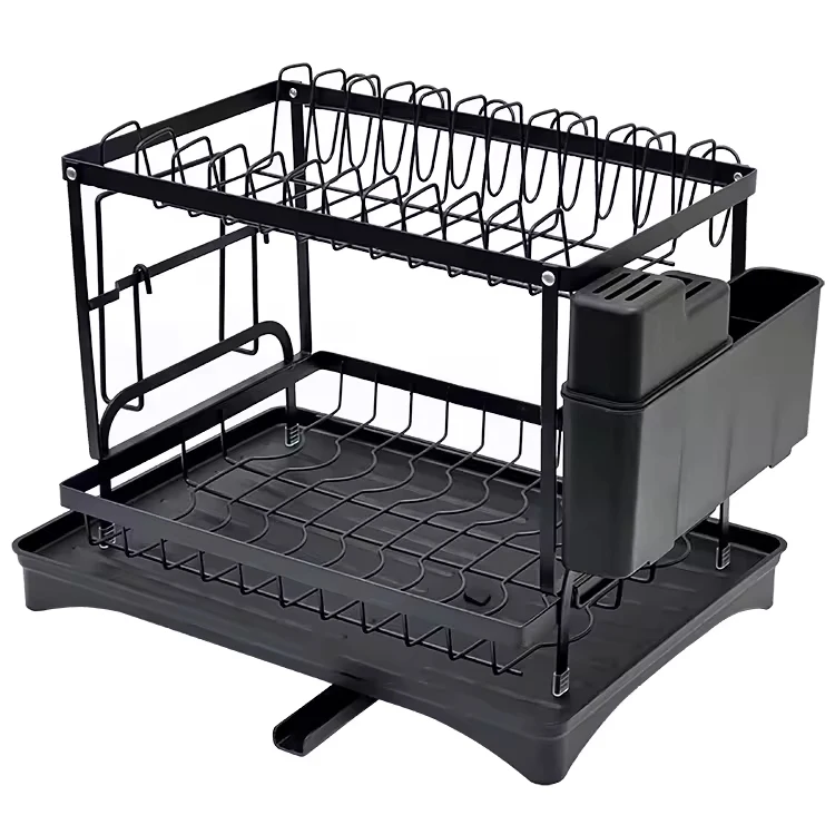 

Stainless steel rack with drain plate 2-story sink kitchen drying rack