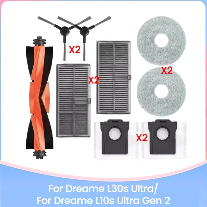 【Berserk】Conjunto de acessórios de vácuo multiitem para Dreame L10s Ultra Gen 2, L30s Ultra: escova, filtro, esfregão, saco de pó
