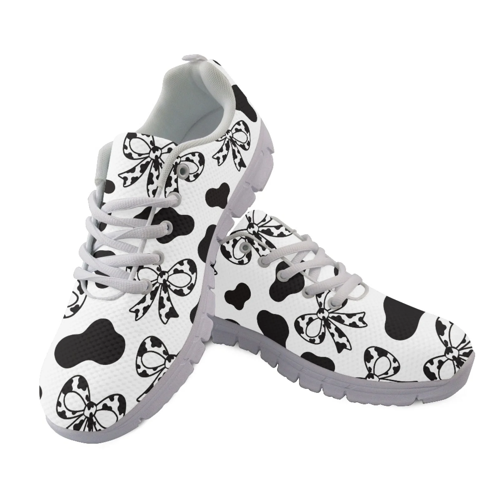 Coloranimal Leopard Pink Bow Womens Athletic Walking Sneakers Lace Up Breathable Mens Lace Up Athletic Trainers for Outdoor