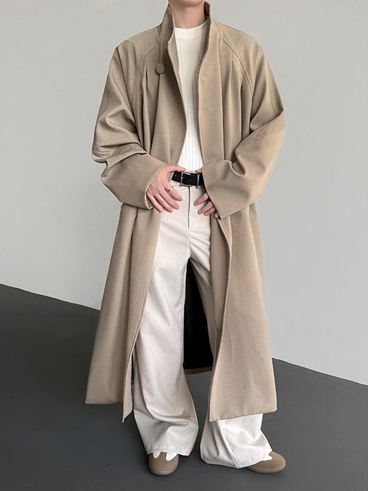 

Мужская ветровка цвета хаки, осенняя куртка на одной пуговице, корейский дизайн Briti Sle, пальто средней длины с крестным отцом, подставка для Po...