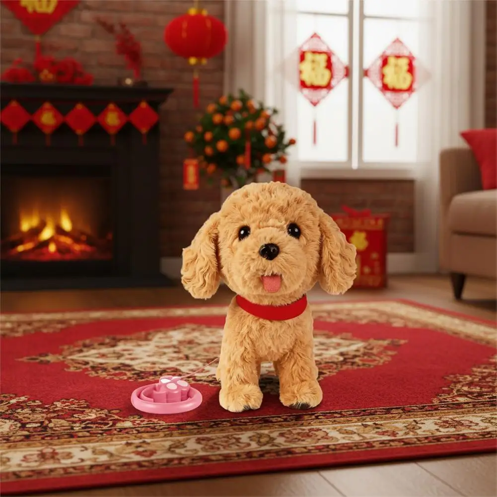 أزياء محاكاة جرو دمية المشي التفاعلية مقلد جرو الذيل يهز نباح المشي لعبة الكلب للاستخدام الداخلي والخارجي