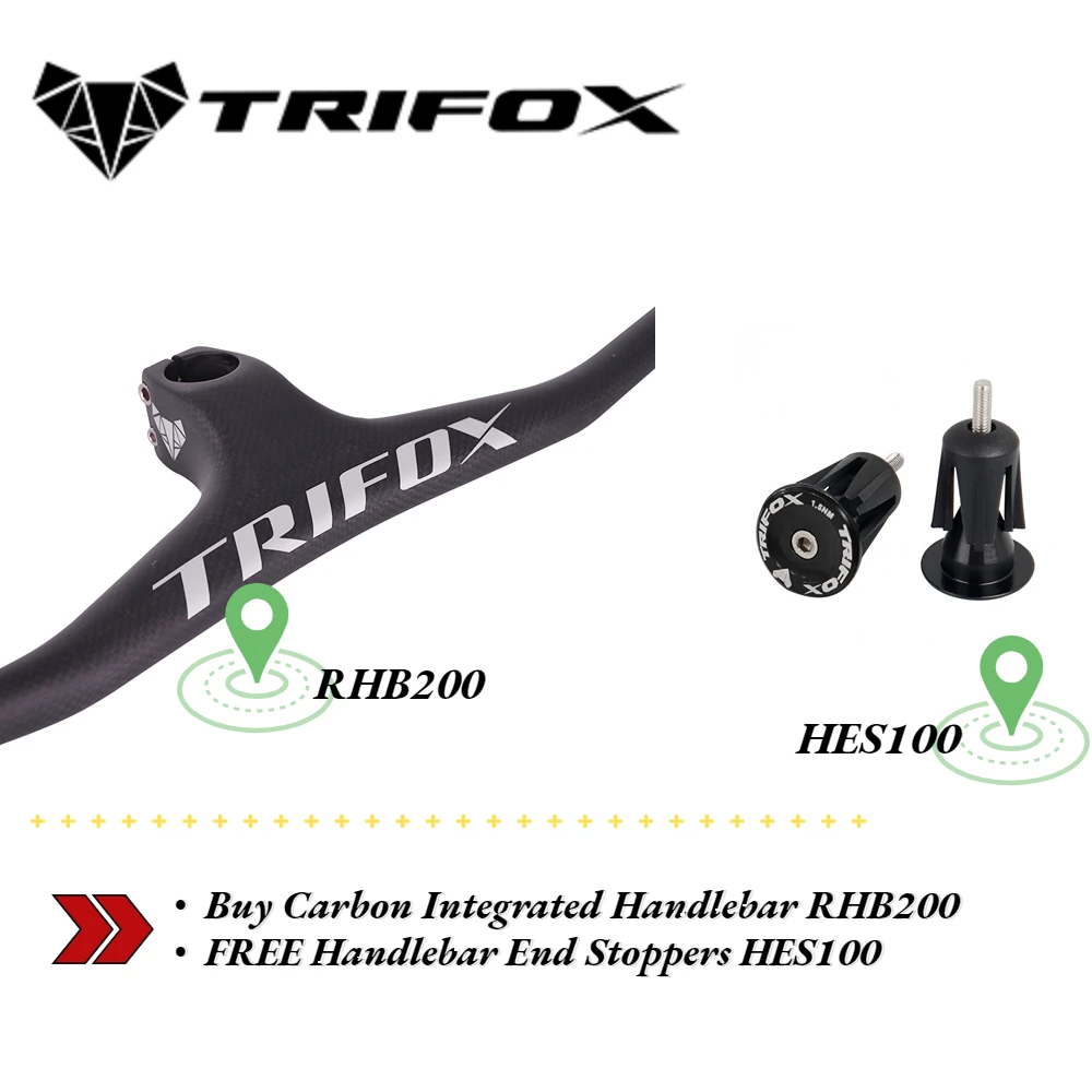 TRIFOX Buy Carbon Integrated Handlebar RHB200 FREE Handlebar End Stoppers HES100