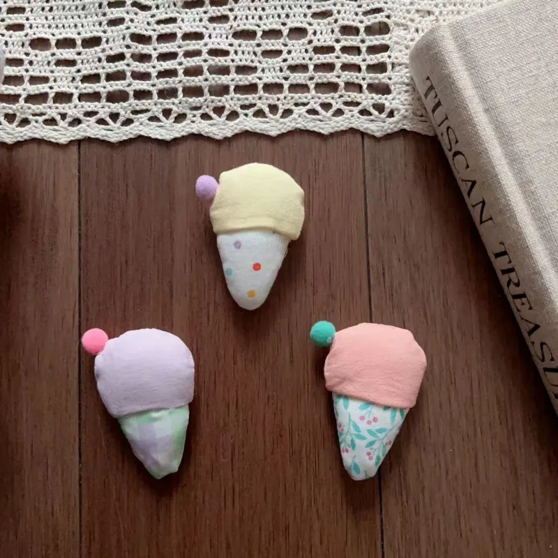 

3D Stuffed Fabric Ice Cream Hair Clip Brooch DIY Handmade for Clothing Embellishment Premium Soft Cute
