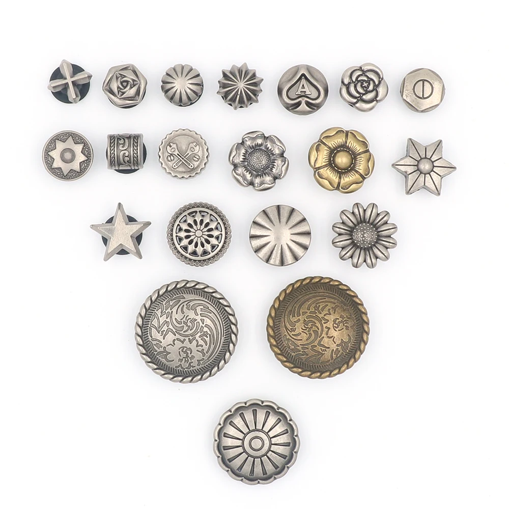 20 Pieces Punk Style Beautiful Golden Silvery Flowers Vintage Clogs Shoe Accessories Hole Sandals Decorations Breloque Enfant