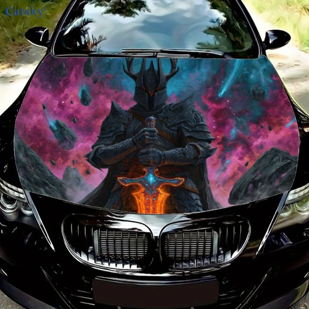 

Cool Warrior Pattern car hood stickers, waterproof self-adhesive, scratch resistant, easy to stick, durable car PVC stickers, ca