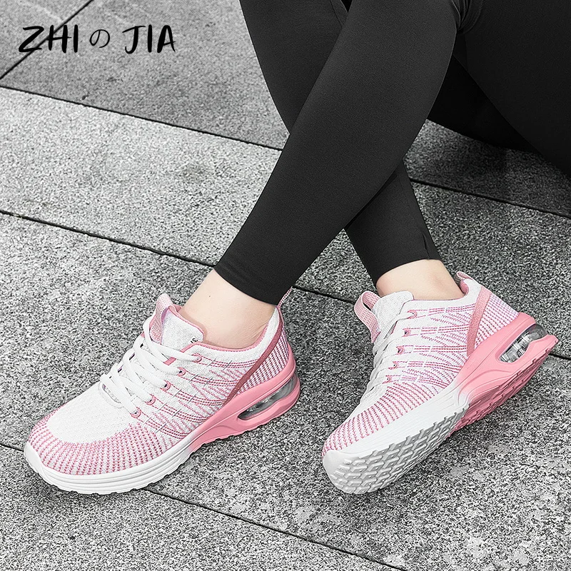 New Large Air Cushioned Women\'s Shoes Mesh Breathable Sneaker Outdoor Cushioned Running Shoes Fashion Trendy Matching Footwear