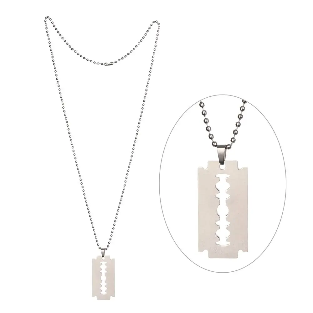 Unique Street Unisex Stainless Steel Razor Blade Shaped Dogtag  Pendant
