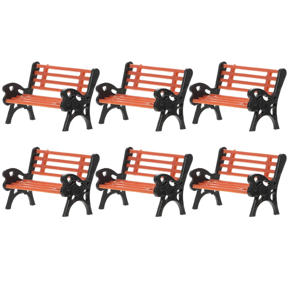 

6 Pcs Mini Park Ornaments Bench Model House Models Garden Chair Home Decor Dolly Decoration Long Street Miniatures