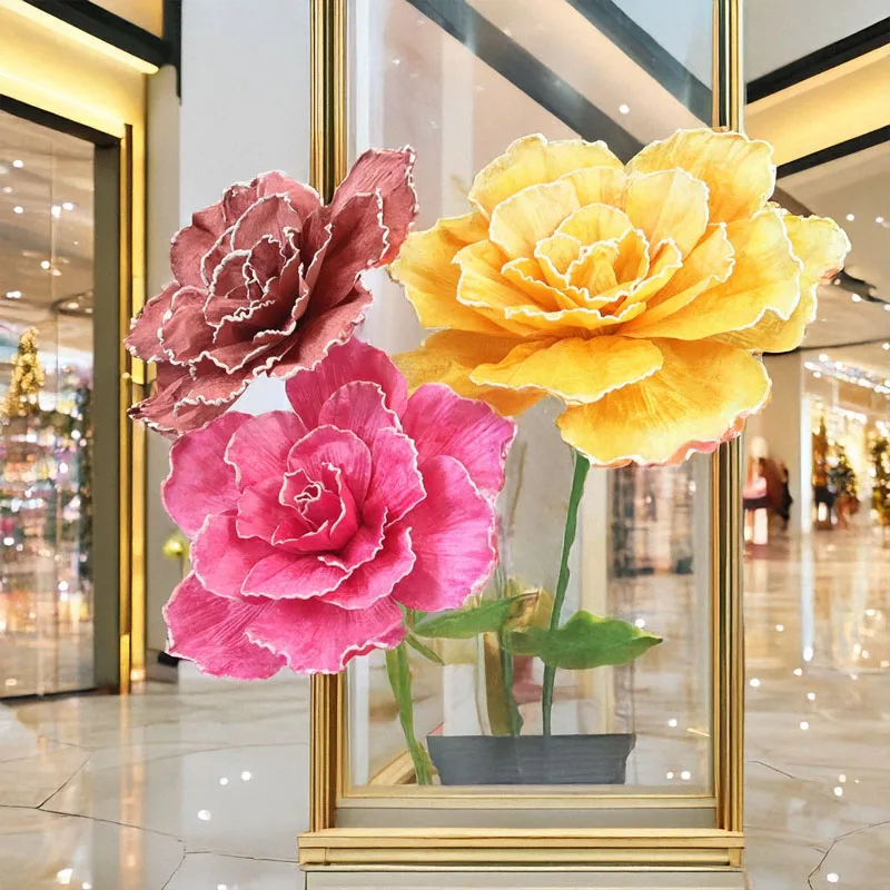 New Artificial Window Display Rose Wedding Guide Decoration Event on Site Arrangement of Shopping Mall Ceiling with Flowers