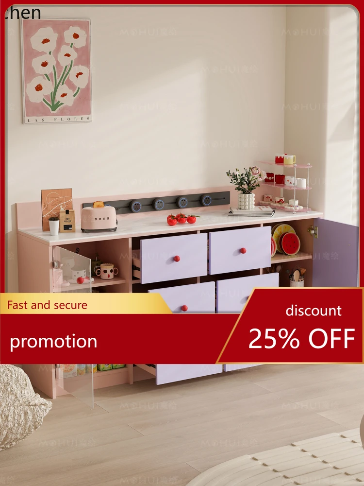 ZML multi-functional integrated dining side cabinet against the wall modern guide rail socket restaurant tea cabinet