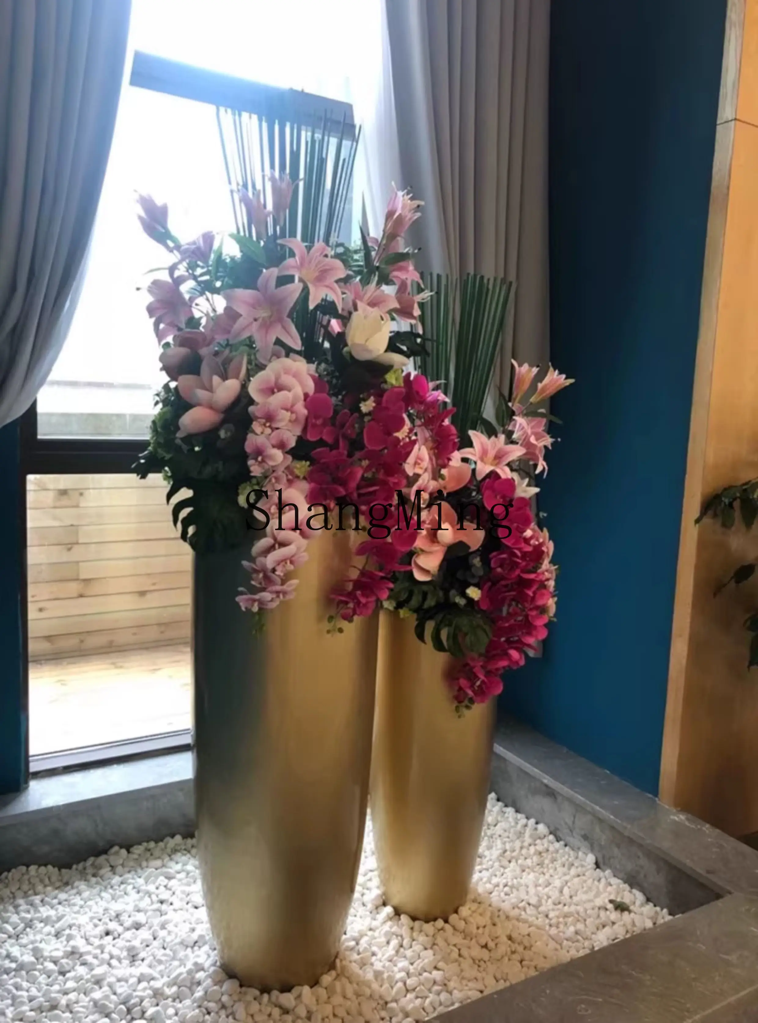 SM  floor-to-ceiling large vase revolving door window decoration floral ornament living room simulation flower arrangement