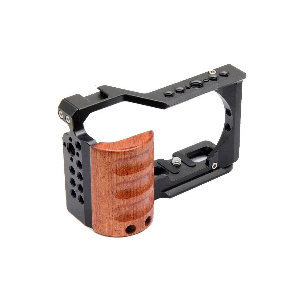 Sony ZV-E10Full Cage  camera With Wooden Handle cold shoe Rabbit cage support bracket Stabilizer for video led microphone tripod