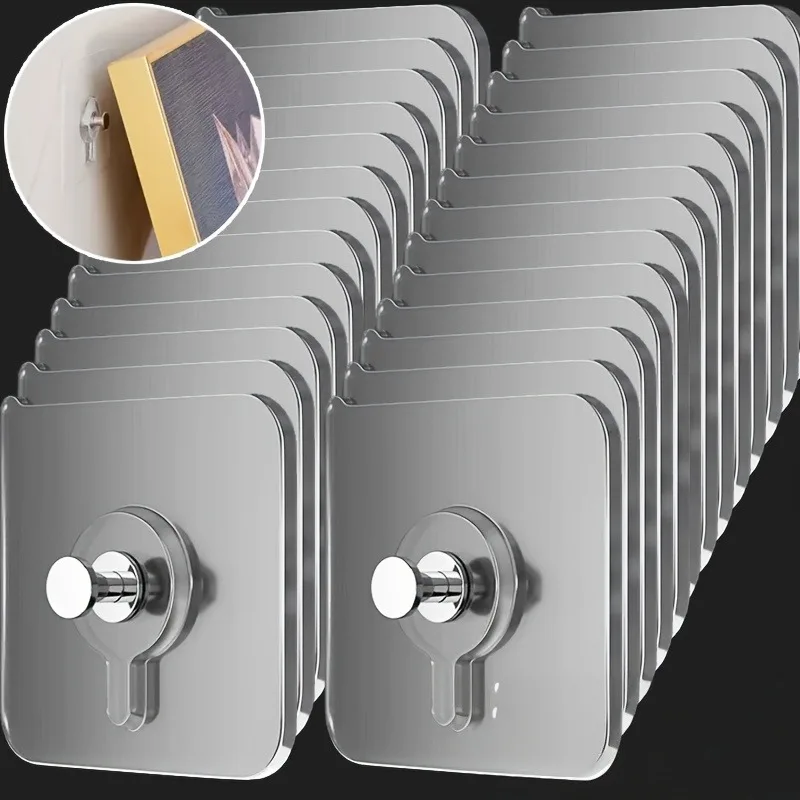 

10/20PCS Strong Adhesive Hooks Clear Picture Frame Poster Wall Nails Hangers Cabinet Kitchen Bathroom Accessories Screw Holder