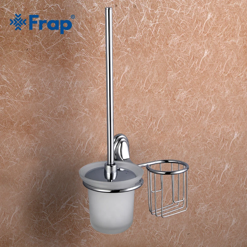 Frap Bathroom Accessories Toilet Brush Double Cup Holder Hollow Drain Water Cup 360 Degree No Dead Corner Cleaning Brush