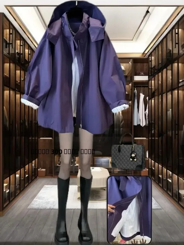 

plus Size Women's Faionable Casual Coat Parka Sle Zipper Closure Long Sve Hooded Regular Fit Outerwear for Autumn