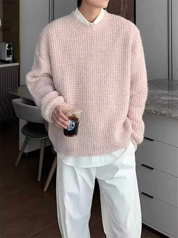

Loose Fit round Ne Pullover Sweater Men's Inner Wear Base Layer Knitted irt Casual Sle Polyester Fiber Long Sve