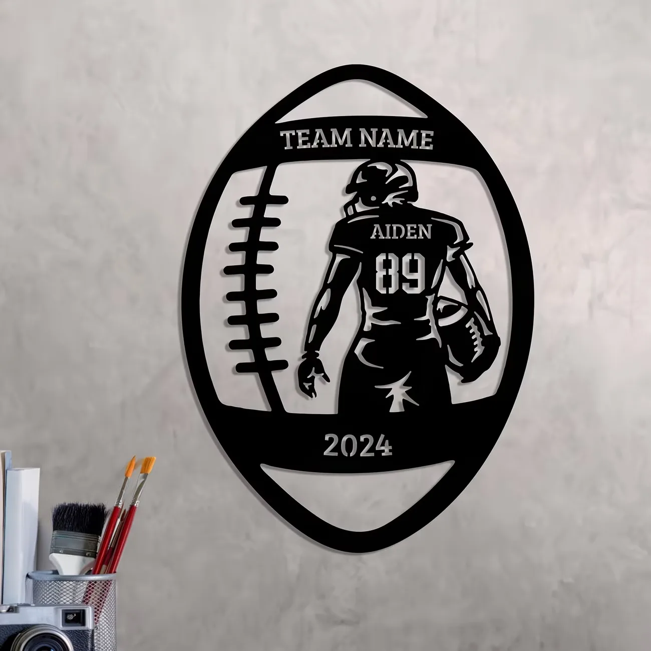 Custom Metal Signs for American Football Players, Custom Name Plaques for Football Athletes, Metal Decorations for Players Gifts