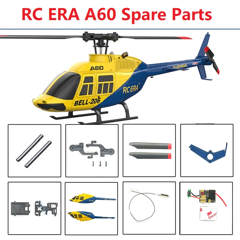 

RC ERA A60 Mini Bell-206 Запасные части для радиоуправляемого вертолета Аксессуары Корпус Основное лезвие Мотор Шестерня Сервоприемник световой связи и т. д.