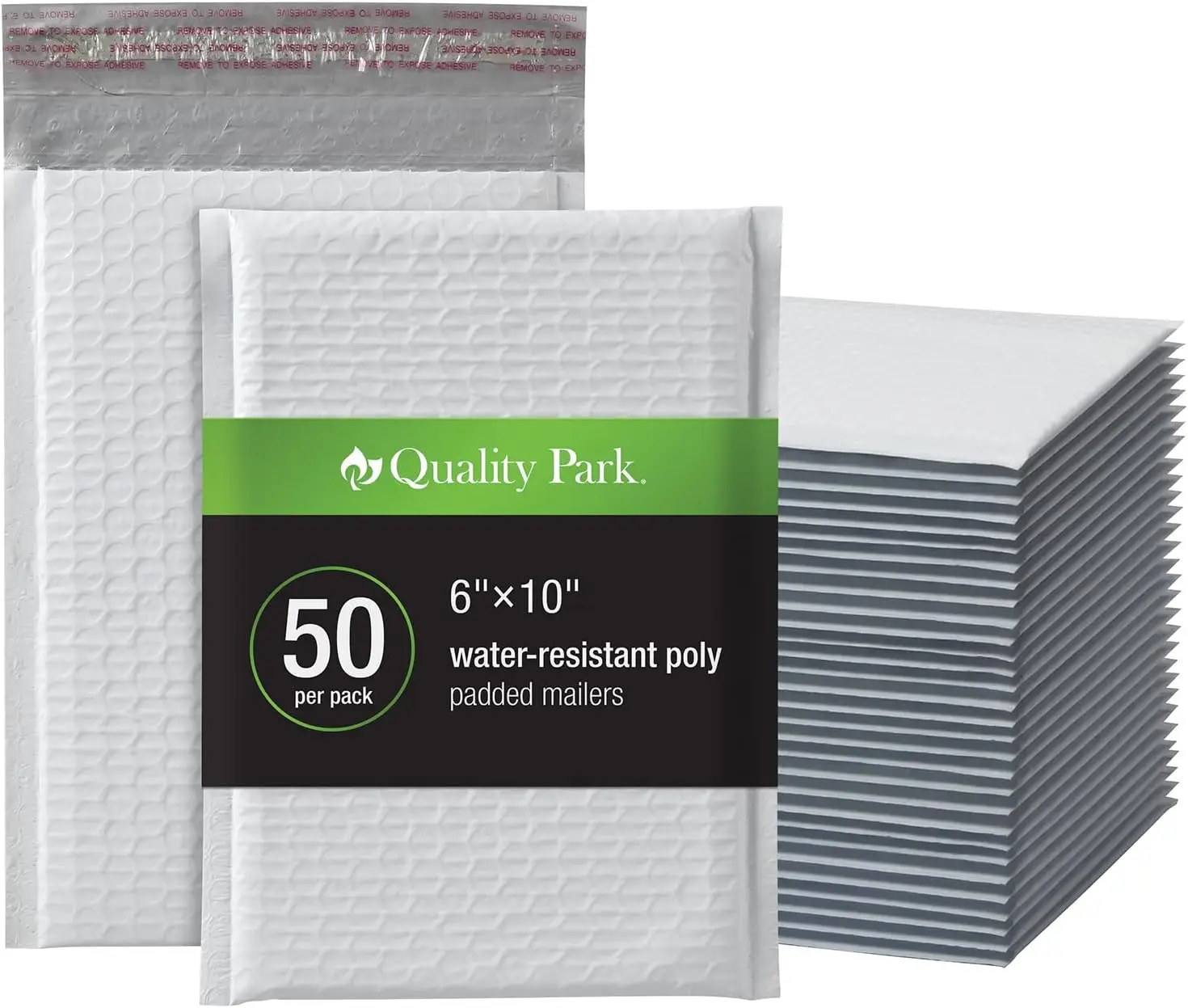 

Bubble Mailers 6x9 Inch, White Poly Padded Envelopes, Self Seal, Water Resistant, 50 Pack for Shipping