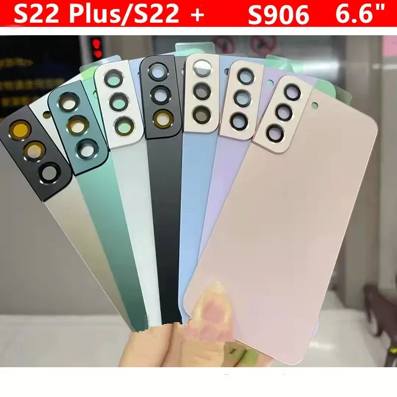 S22Plus Housing For Samsung Galaxy S22 Plus S906 Glass Battery Back Cover Repair Replace Door Phone Rear Case + Camera Lens