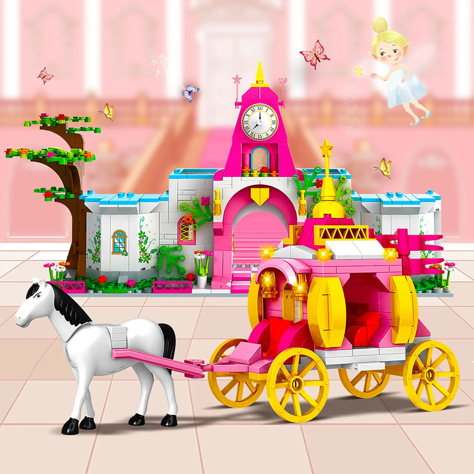 HOGOKIDS Girls Castle Princess Building Toys-Girl Dream House 5-in-1 Castle Carriage Playsets Fantasy Gift for Kids Age6+ 998pcs