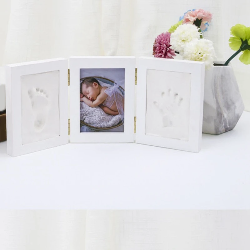 5 Inch Tri-Fold Without Cover Newborn Baby Handprint Picture Frame Baby DIY Souvenirs Toy Gift