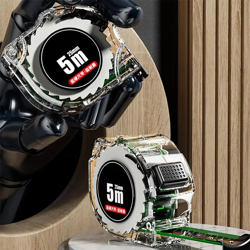 5M/7.5M/10M 검정색 형광 줄자 고정밀 두꺼운 줄자 내마모성 및 낙하 방지 줄자