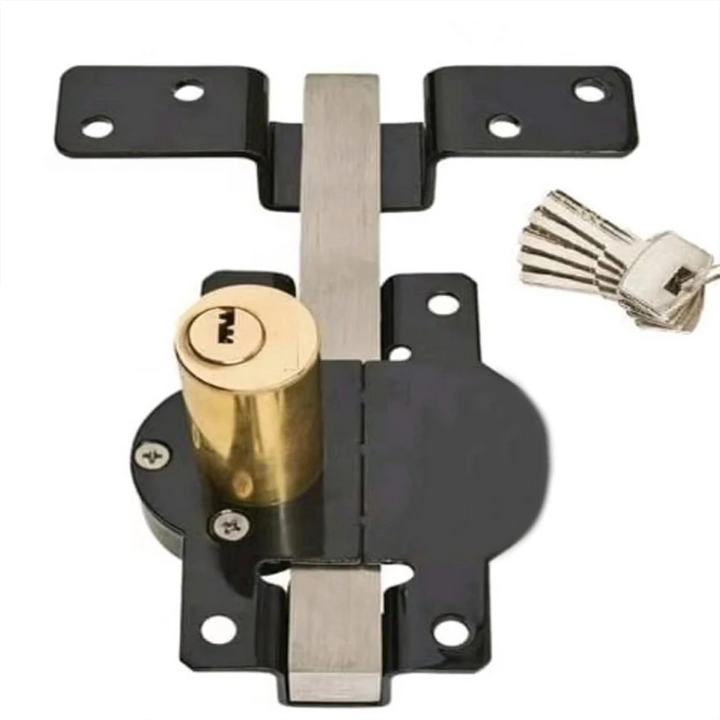 Double Locking Garden Fence U-shaped Lock Outdoor Space Long Throw Gate Lock With Handle Spring 70mm