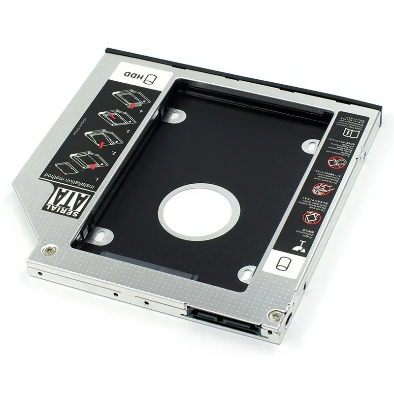 Alluminio 2nd HDD Caddy 9.5mm 12.7mm SATA 3.0 Optibay Hard Disk Drive Box Enclosure DVD Adapter Case 2.5 SSD per Laptop