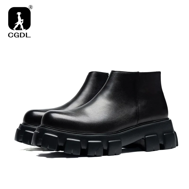 Men\'s Classic Retro Genuine Leather Chelsea Boots Men Fashion Ankle Boot Mens Casual British Style Short Boot Platform Shoes
