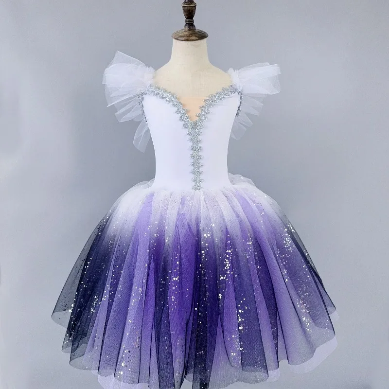 Blue Ballet Performance Tutu Dress Girls Dance Wear Outfit Children Stage Clothing Fashion Ballet Dresses Princess Vestido Kids image 5