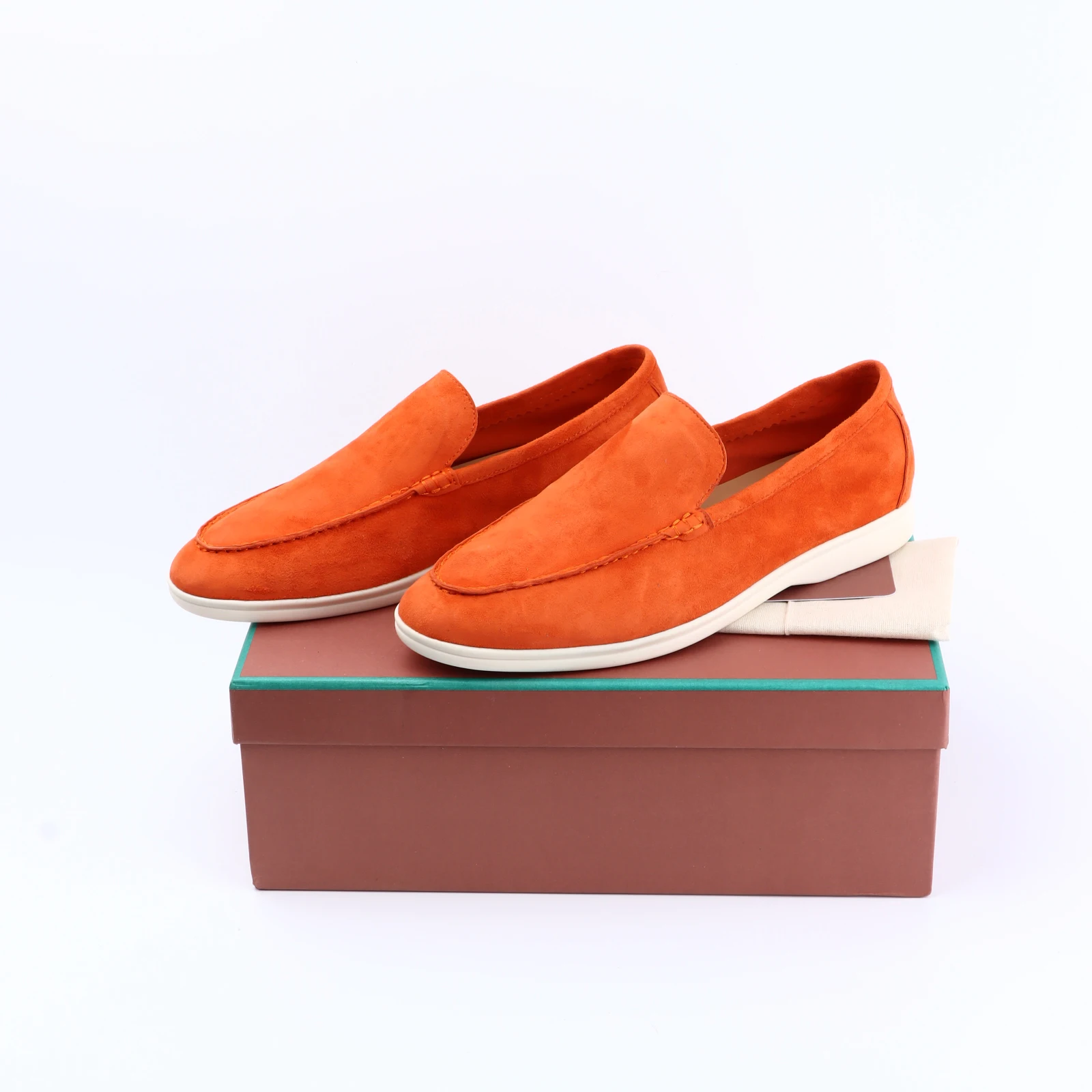 NONE Nicht Logo Sommer Wildleder Leder Frauen Müßiggänger Männer Flache Schuhe Runde Zehe Slip-on Kausalen Mokassin Bequeme Pantoletten Faule Frauen schuhe 4