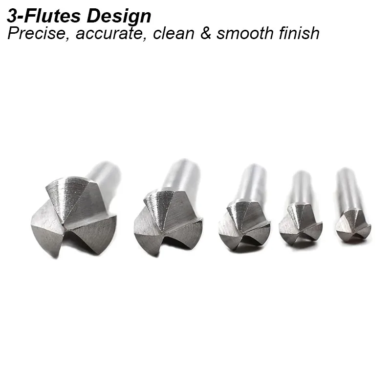 Countersink Drill Bit Set Chamfer Bore Tool For Metal Wood 3 Flute 90 Degree High Speed Steel Deburr Hole End Mill Counter Sink