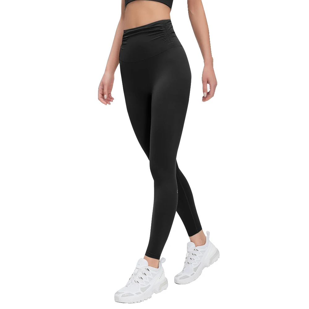 OhSunny Leggings da allenamento morbidi a pieghe a vita alta per donna elasticizzati in 4 direzioni, pantaloni da yoga con protezione solare UPF50+, palestra da corsa all'aperto