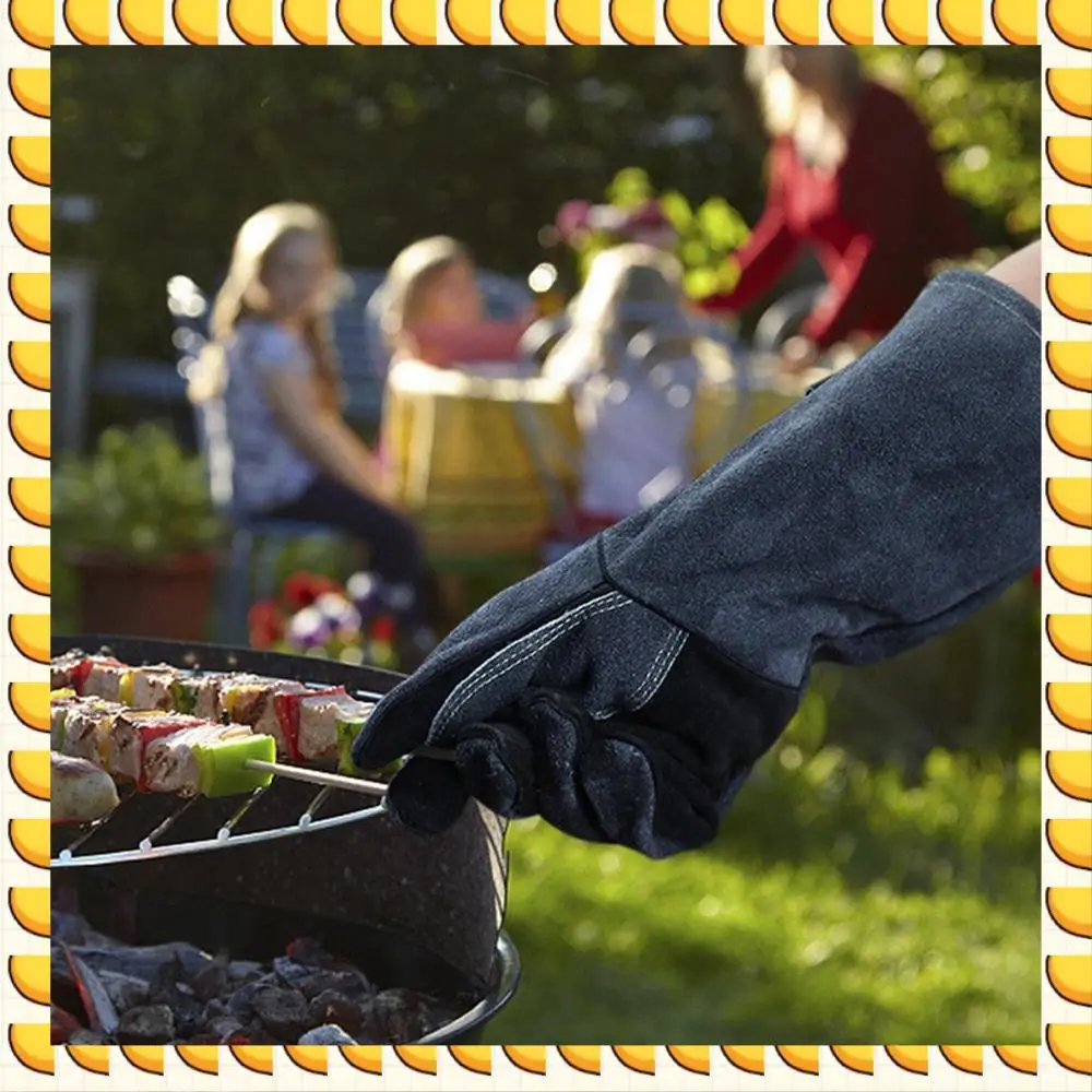 

BAAU Garden Gloves Leather Welding Gloves For Mig/Stick Welders, Heat Resistant Gloves For BBQ/Fireplace