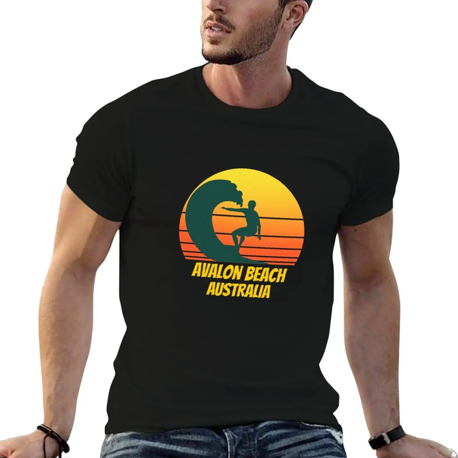 

Avalon Beach for people who like beach vacations, surfing, sand and ocean sea sides T-Shirt man t shirt graphic T-Shirt