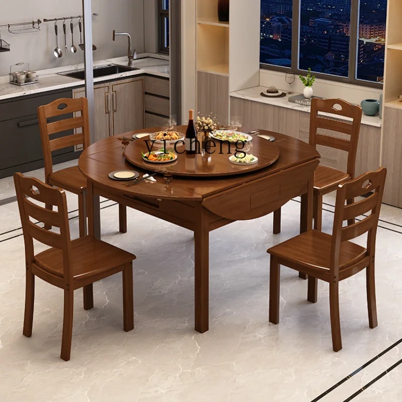 

solid wood mahjong machine dining table dual-purpose round table foldable multi-functional mahjong table automatic home