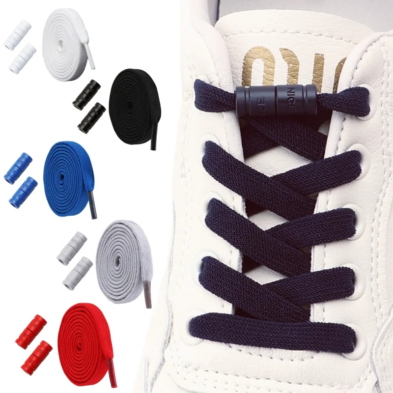 3pairs/5pairs set no tie shoelaces Double‑layer Elastic Laces Sneakers Capsule lock Flat shoelace Unisex Shoe Accessories