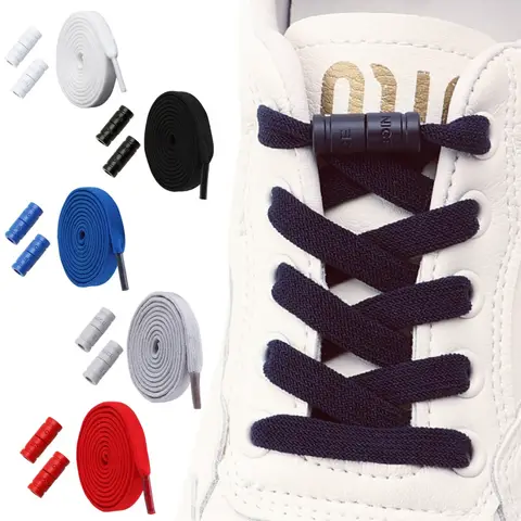 3pairs/5pairs set no tie shoelaces Double‑layer Elastic Laces Sneakers Capsule lock Flat shoelace Unisex Shoe Accessories