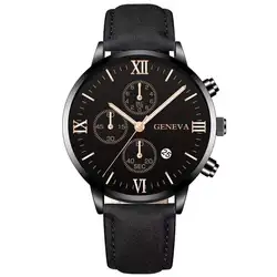 Reloj de cuarzo de lujo para Hombre, cronógrafo de esfera romana, con fecha redonda, a la moda, deportivo, color negro