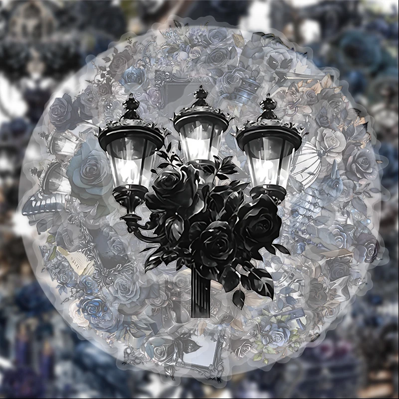 56 Pieces of Dark Rose Transparent Stickers, Suitable for Water Bottles, Laptops, Phone Decorations, Suitcases, Skateboards, Guitars, Gift Boxes, Party Decorations, Holiday Gifts