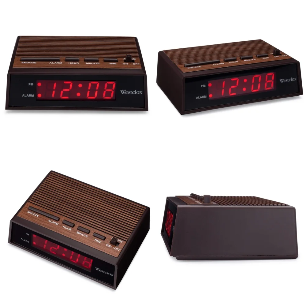 

Alarm clockRetro Wooden LED Alarm Clock with Large 0.6 Inch Display Digital Time Temperature Silent Wake Up Light Bedside Desk