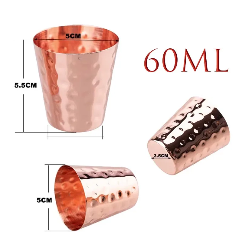 Стакан Hammered Pure Copper Shot Glass 60 мл – 2 унции Стакан для выстрела Металлическая чашка для виски, водки, текилы для домашнего бара и подарочного набора Чашка Moscow Mule Cup