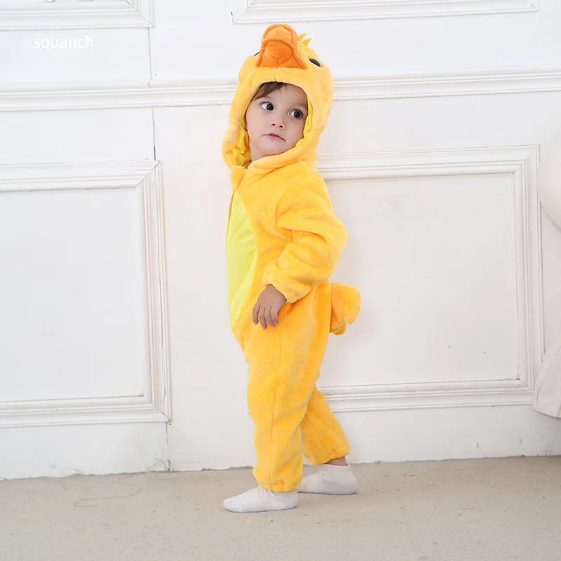 0-3y Baby Eend Kostuum Halloween Dier Cosplay Pak Jongen Meisje Kigurumis Outfit Winter Warm Bebe Kleding Festival Feest Jumpsuit