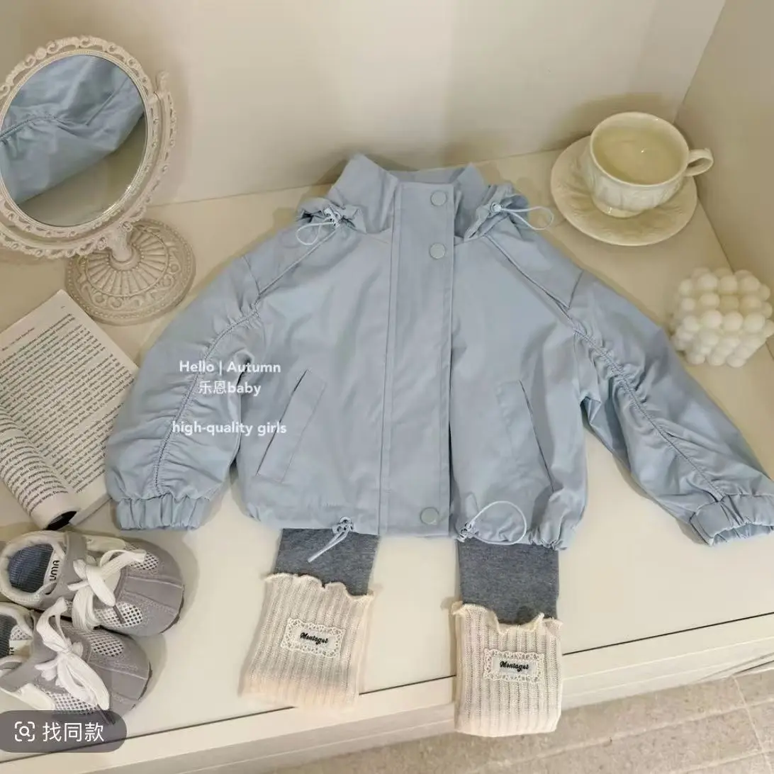

Baby Girl Autumn Set New Children's Korean Edition Hooded Jacket and Leggings Two Piece Set
